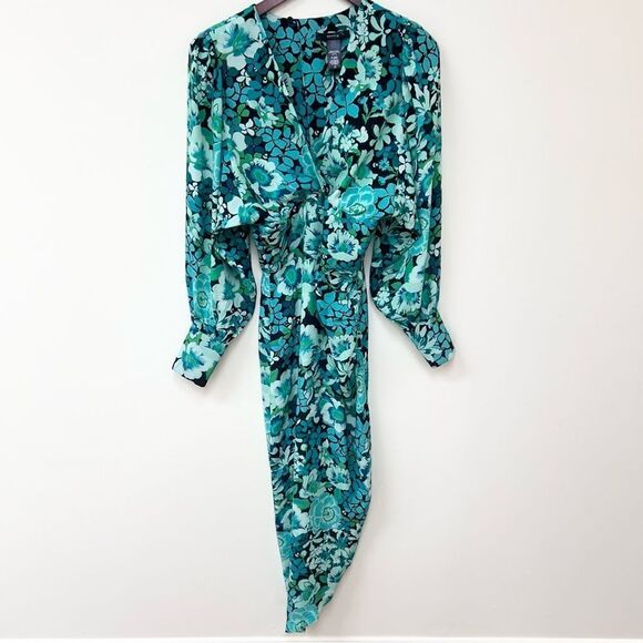 Smythe Draped  Floral Midi Dress Size 2 - Picture 3 of 7